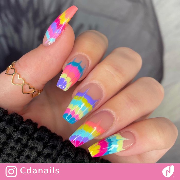 Pastel Neon Tie-Dye Nails